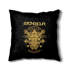 Подушка 3D с принтом Stone Sour в Екатеринбурге, наволочка – 100% полиэстер, наполнитель – холлофайбер (легкий наполнитель, не вызывает аллергию). | состоит из подушки и наволочки. Наволочка на молнии, легко снимается для стирки | Тематика изображения на принте: metal | rock | slipknot | stone sour | альтернатива | группы | кори тейлор | метал | музыка | ню метал | рок