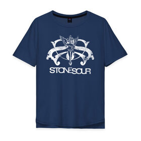 Мужская футболка хлопок Oversize с принтом Stone Sour в Екатеринбурге, 100% хлопок | свободный крой, круглый ворот, “спинка” длиннее передней части | metal | rock | slipknot | stone sour | альтернатива | группы | кори тейлор | метал | музыка | ню метал | рок