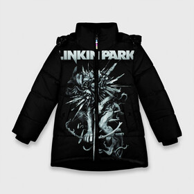 Зимняя куртка для девочек 3D с принтом Linkin Park в Екатеринбурге, ткань верха — 100% полиэстер; подклад — 100% полиэстер, утеплитель — 100% полиэстер. | длина ниже бедра, удлиненная спинка, воротник стойка и отстегивающийся капюшон. Есть боковые карманы с листочкой на кнопках, утяжки по низу изделия и внутренний карман на молнии. 

Предусмотрены светоотражающий принт на спинке, радужный светоотражающий элемент на пуллере молнии и на резинке для утяжки. | chester bennington | linkin park | группы | линкин парк | метал | музыка | рок | честер беннингтон