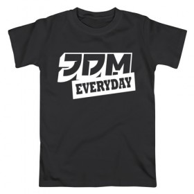 Мужская футболка хлопок с принтом JDM EVERYDAY в Екатеринбурге, 100% хлопок | прямой крой, круглый вырез горловины, длина до линии бедер, слегка спущенное плечо. | Тематика изображения на принте: jdm | jdm каждый день | jdmeveryday