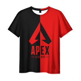 Мужская футболка 3D с принтом APEX LEGENDS RED в Екатеринбурге, 100% полиэфир | прямой крой, круглый вырез горловины, длина до линии бедер | apex | legend | legends | titanfall | апекс | арех | бангалор | бладхаунд | верхушки | гибралтар | каустик | лайфлайн | легенда | легенды | ледженд | леджендс | мираж | орех | рэйф | титанфол