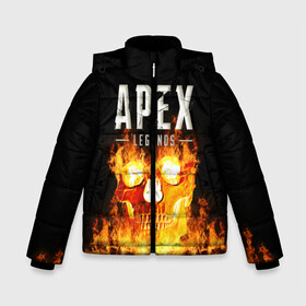Зимняя куртка для мальчиков 3D с принтом APEX LEGENDS в Екатеринбурге, ткань верха — 100% полиэстер; подклад — 100% полиэстер, утеплитель — 100% полиэстер | длина ниже бедра, удлиненная спинка, воротник стойка и отстегивающийся капюшон. Есть боковые карманы с листочкой на кнопках, утяжки по низу изделия и внутренний карман на молнии. 

Предусмотрены светоотражающий принт на спинке, радужный светоотражающий элемент на пуллере молнии и на резинке для утяжки | apex | apex legends | апекс | апекс легенд | апекс легендс | бой | игра | компьютерная игра | королевская битва | лучшее | огонь | онлайн игра | популярное | хит | череп | шутер