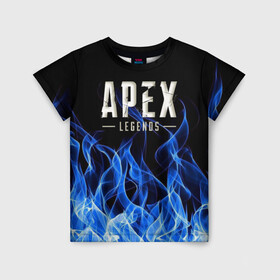 Детская футболка 3D с принтом APEX LEGENDS в Екатеринбурге, 100% гипоаллергенный полиэфир | прямой крой, круглый вырез горловины, длина до линии бедер, чуть спущенное плечо, ткань немного тянется | apex | apex legends | апекс | апекс легенд | апекс легендс | бой | игра | компьютерная игра | королевская битва | лучшее | огонь | онлайн игра | пламя | популярное | хит | шутер