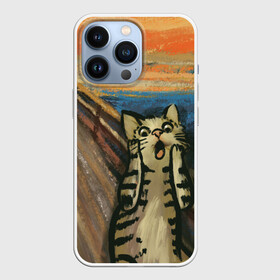Чехол для iPhone 13 Pro с принтом Крик котика в Екатеринбурге,  |  | Тематика изображения на принте: cat | картина | кот | котик | котики | коты | котэ | кошак | крик | мем | приколы