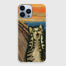 Чехол для iPhone 13 Pro Max с принтом Крик котика в Екатеринбурге,  |  | Тематика изображения на принте: cat | картина | кот | котик | котики | коты | котэ | кошак | крик | мем | приколы