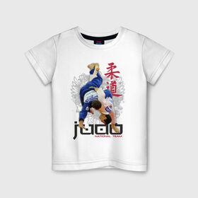 Детская футболка хлопок с принтом Judo в Екатеринбурге, 100% хлопок | круглый вырез горловины, полуприлегающий силуэт, длина до линии бедер | борьба | единоборства | спорт