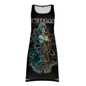 Платье-майка 3D с принтом Meshuggah в Екатеринбурге, 100% полиэстер | полуприлегающий силуэт, широкие бретели, круглый вырез горловины, удлиненный подол сзади. | djent | jens kidman | meshuggah | metal | грув метал | группы | метал | мешуга | музыка | рок