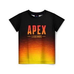 Детская футболка 3D с принтом APEX LEGENDS в Екатеринбурге, 100% гипоаллергенный полиэфир | прямой крой, круглый вырез горловины, длина до линии бедер, чуть спущенное плечо, ткань немного тянется | apex | apex legends | battle | battle royal | titanfall | апекс | апекс легендс | батл рояль | битва | война | королевская битва