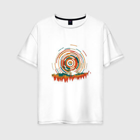 Женская футболка хлопок Oversize с принтом The Geometry of Sunrise в Екатеринбурге, 100% хлопок | свободный крой, круглый ворот, спущенный рукав, длина до линии бедер
 | геометрия | солнце