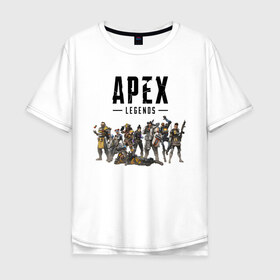 Мужская футболка хлопок Oversize с принтом Full Roster в Екатеринбурге, 100% хлопок | свободный крой, круглый ворот, “спинка” длиннее передней части | apex | apex legends | legends | titanfall | titanfall apex legends | апекс | апекс ледженс | титанфол | титанфолл легендс
