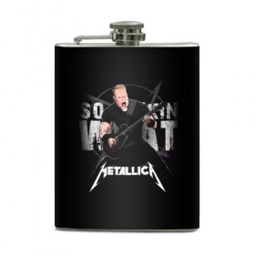 Фляга с принтом Metallica в Екатеринбурге, металлический корпус | емкость 0,22 л, размер 125 х 94 мм. Виниловая наклейка запечатывается полностью | 