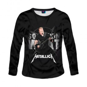 Женский лонгслив 3D с принтом Metallica в Екатеринбурге, 100% полиэстер | длинные рукава, круглый вырез горловины, полуприлегающий силуэт | 