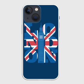 Чехол для iPhone 13 mini с принтом London в Екатеринбурге,  |  | city | england | flag | london | symbol | tow | uk | англия | башня | биг бен | великобритания | город | городской | графика | жёлтое | закат | иллюстрация | искусство | лондон | мода | молодёжная | небо | рисунок | символ