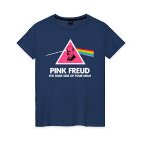 Женская футболка хлопок с принтом Pink Freud в Екатеринбурге, 100% хлопок | прямой крой, круглый вырез горловины, длина до линии бедер, слегка спущенное плечо | Тематика изображения на принте: pink freud | sigmund freud | зигмунд фрейд | фрейд