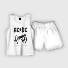 Детская пижама с шортами хлопок с принтом AC DC в Екатеринбурге,  |  | ac dc | acdc | группы | метал | музыка | рок | хард рок | эйси диси | эйсидиси