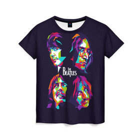 Женская футболка 3D с принтом The Beatles в Екатеринбурге, 100% полиэфир ( синтетическое хлопкоподобное полотно) | прямой крой, круглый вырез горловины, длина до линии бедер | beatles | the beatles | битлз | битлс | битлы | группы | джон леннон | джордж харрисон | легенды | музыка | пол маккартни | ринго старр | рок