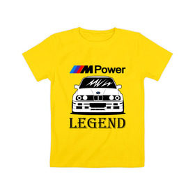 Детская футболка хлопок с принтом BMW Power LEGEND в Екатеринбурге, 100% хлопок | круглый вырез горловины, полуприлегающий силуэт, длина до линии бедер | bmw | legend | motorsport | power | авто | автомобиль | бмв | бумер | бэха | крутая | легенда | машина | немецкое | тачка