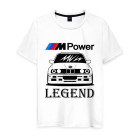 Мужская футболка хлопок с принтом BMW Power LEGEND в Екатеринбурге, 100% хлопок | прямой крой, круглый вырез горловины, длина до линии бедер, слегка спущенное плечо. | bmw | legend | motorsport | power | авто | автомобиль | бмв | бумер | бэха | крутая | легенда | машина | немецкое | тачка