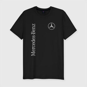 Мужская футболка премиум с принтом MERCEDES-BENZ в Екатеринбурге, 92% хлопок, 8% лайкра | приталенный силуэт, круглый вырез ворота, длина до линии бедра, короткий рукав | amg | benz | logo | mercedes | амг | бенз | бенс | бенц | гелик | лого | мерин | мерс | мерседес