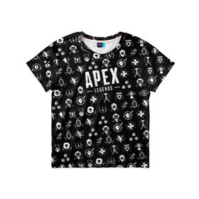 Детская футболка 3D с принтом APEX LEGENDS в Екатеринбурге, 100% гипоаллергенный полиэфир | прямой крой, круглый вырез горловины, длина до линии бедер, чуть спущенное плечо, ткань немного тянется | apex legends | apex legends battle. | apex legends engine | apex legends origin | apex legends игра | titanfall apex legends