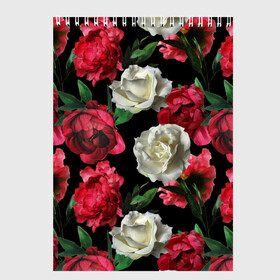 Скетчбук с принтом Розы в Екатеринбурге, 100% бумага
 | 48 листов, плотность листов — 100 г/м2, плотность картонной обложки — 250 г/м2. Листы скреплены сверху удобной пружинной спиралью | f | flora | flowers | greens | leaves | nature | ornament | patterns | petals | red | roses | style | white | youth | белые | зелень | иллюстрация | красные | лепестки | листья | мода | молодежная | орнамент | природа | розовые | розы | стиль | узоры | фл