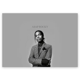 Поздравительная открытка с принтом A$AP ROCKY в Екатеринбурге, 100% бумага | плотность бумаги 280 г/м2, матовая, на обратной стороне линовка и место для марки
 | Тематика изображения на принте: aap | asap | mob | rap | rocky | testing | альбом | американский | асап | банда | моб | раким | реп | роки | рэп | рэпер | тестинг | эйсап | эсап