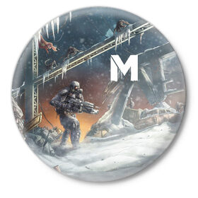 Значок с принтом Метро в Екатеринбурге,  металл | круглая форма, металлическая застежка в виде булавки | exodus | metro | stalker | артем | исход | метро | сталкер | эксодус