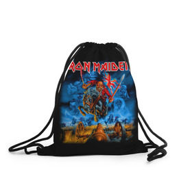 Рюкзак-мешок 3D с принтом Iron Maiden в Екатеринбурге, 100% полиэстер | плотность ткани — 200 г/м2, размер — 35 х 45 см; лямки — толстые шнурки, застежка на шнуровке, без карманов и подкладки | heavy metal | iron maiden | metal | айрон мейден | группы | метал | музыка | рок | хеви метал
