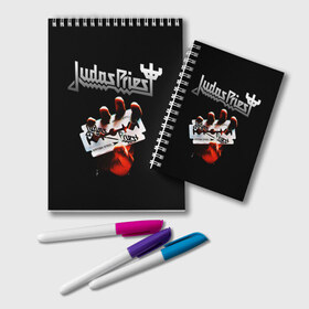 Блокнот с принтом Judas Priest в Екатеринбурге, 100% бумага | 48 листов, плотность листов — 60 г/м2, плотность картонной обложки — 250 г/м2. Листы скреплены удобной пружинной спиралью. Цвет линий — светло-серый
 | Тематика изображения на принте: judas priest | metal | rock | группы | метал | музыка | рок | хард рок | хэви метал