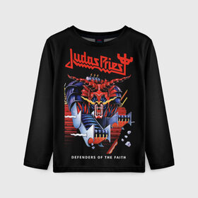 Детский лонгслив 3D с принтом Judas Priest в Екатеринбурге, 100% полиэстер | длинные рукава, круглый вырез горловины, полуприлегающий силуэт
 | judas priest | metal | rock | группы | метал | музыка | рок | хард рок | хэви метал