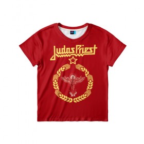 Детская футболка 3D с принтом Judas Priest в Екатеринбурге, 100% гипоаллергенный полиэфир | прямой крой, круглый вырез горловины, длина до линии бедер, чуть спущенное плечо, ткань немного тянется | judas priest | metal | rock | группы | метал | музыка | рок | хард рок | хэви метал