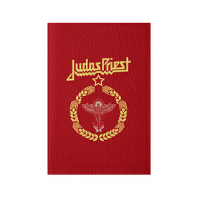 Обложка для паспорта матовая кожа с принтом Judas Priest в Екатеринбурге, натуральная матовая кожа | размер 19,3 х 13,7 см; прозрачные пластиковые крепления | judas priest | metal | rock | группы | метал | музыка | рок | хард рок | хэви метал
