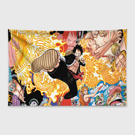 Флаг-баннер с принтом One Piece в Екатеринбурге, 100% полиэстер | размер 67 х 109 см, плотность ткани — 95 г/м2; по краям флага есть четыре люверса для крепления | anime | asian | asiatic | big | cat | crow | giant | hat | huge | japonese | karasu | kyojin | manga | neko | one piece | oppai | oriental | power | powerful | tophat | weapon | woma | аниме | манга | япония