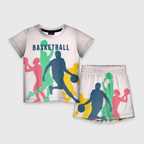 Детский костюм с шортами 3D с принтом Баскетбол в Екатеринбурге,  |  | Тематика изображения на принте: баскет | баскетбол | вип | дизайн | люди | мяч | новинка | спорт | спортсмен | топ | тренд | человек