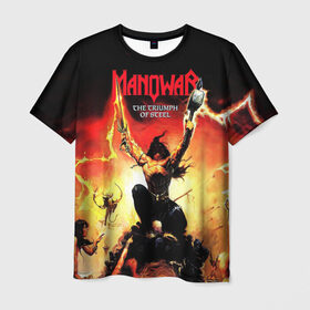 Мужская футболка 3D с принтом Manowar в Екатеринбурге, 100% полиэфир | прямой крой, круглый вырез горловины, длина до линии бедер | Тематика изображения на принте: heavy metal | manowar | power metal | группы | метал | музыка | пауэр метал | рок | хеви метал