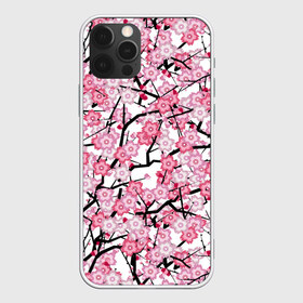 Чехол для iPhone 12 Pro Max с принтом Сакура в Екатеринбурге, Силикон |  | blossoms | cherry | flower | pink | sakura | spring | white | абстракция | белые | весна | ветки | вишня | графика | иллюстрация | картинка | лепестки | мода | молодежная | орнамент | природа | рисунок | розовые | сакура