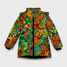 Зимняя куртка для девочек 3D с принтом Цветочный орнамент в Екатеринбурге, ткань верха — 100% полиэстер; подклад — 100% полиэстер, утеплитель — 100% полиэстер. | длина ниже бедра, удлиненная спинка, воротник стойка и отстегивающийся капюшон. Есть боковые карманы с листочкой на кнопках, утяжки по низу изделия и внутренний карман на молнии. 

Предусмотрены светоотражающий принт на спинке, радужный светоотражающий элемент на пуллере молнии и на резинке для утяжки. | abstraction | branches | ethnic | flora | flowers | nature | ornament | patterns | petals | style | youth | абстракция | ветки | графика | иллюстрация | картинка | лепестки | мода | молодежная | орнамент | природа | рисунок | стиль | узоры | флора