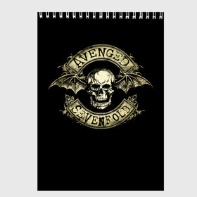 Скетчбук с принтом Avenged Sevenfold в Екатеринбурге, 100% бумага
 | 48 листов, плотность листов — 100 г/м2, плотность картонной обложки — 250 г/м2. Листы скреплены сверху удобной пружинной спиралью | a7x | avenged sevenfold | heavy metal | metal | группы | метал | музыка | прогрессивный метал | рок | хард рок | хэви метал