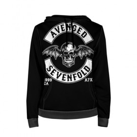 Женская толстовка 3D с принтом Avenged Sevenfold в Екатеринбурге, 100% полиэстер  | двухслойный капюшон со шнурком для регулировки, мягкие манжеты на рукавах и по низу толстовки, спереди карман-кенгуру с мягким внутренним слоем. | a7x | avenged sevenfold | heavy metal | metal | группы | метал | музыка | прогрессивный метал | рок | хард рок | хэви метал