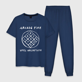 Мужская пижама хлопок с принтом Arcade Fire в Екатеринбурге, 100% хлопок | брюки и футболка прямого кроя, без карманов, на брюках мягкая резинка на поясе и по низу штанин
 | Тематика изображения на принте: 