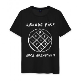 Мужская футболка хлопок с принтом Arcade Fire в Екатеринбурге, 100% хлопок | прямой крой, круглый вырез горловины, длина до линии бедер, слегка спущенное плечо. | Тематика изображения на принте: 