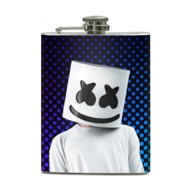 Фляга с принтом MARSHMELLO в Екатеринбурге, металлический корпус | емкость 0,22 л, размер 125 х 94 мм. Виниловая наклейка запечатывается полностью | marsh | marshmallow | marshmello | marshmelo | mello | music | smile | диджей | лого | маршмеллов | маршмеллоу | маршмеллу | маршмело | маршмелов | маршмелоу | музыка | музыкант | рожица | трэп | улыбка | хаус