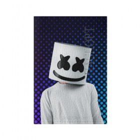 Обложка для паспорта матовая кожа с принтом MARSHMELLO в Екатеринбурге, натуральная матовая кожа | размер 19,3 х 13,7 см; прозрачные пластиковые крепления | Тематика изображения на принте: marsh | marshmallow | marshmello | marshmelo | mello | music | smile | диджей | лого | маршмеллов | маршмеллоу | маршмеллу | маршмело | маршмелов | маршмелоу | музыка | музыкант | рожица | трэп | улыбка | хаус