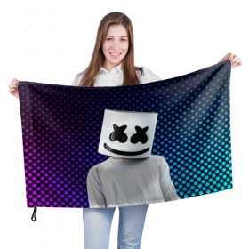 Флаг 3D с принтом MARSHMELLO в Екатеринбурге, 100% полиэстер | плотность ткани — 95 г/м2, размер — 67 х 109 см. Принт наносится с одной стороны | marsh | marshmallow | marshmello | marshmelo | mello | music | smile | диджей | лого | маршмеллов | маршмеллоу | маршмеллу | маршмело | маршмелов | маршмелоу | музыка | музыкант | рожица | трэп | улыбка | хаус