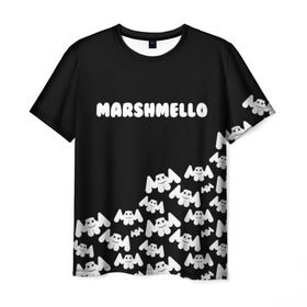 Мужская футболка 3D с принтом MARSHMELLO в Екатеринбурге, 100% полиэфир | прямой крой, круглый вырез горловины, длина до линии бедер | 