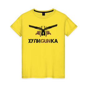 Женская футболка хлопок с принтом Хулиганка в Екатеринбурге, 100% хлопок | прямой крой, круглый вырез горловины, длина до линии бедер, слегка спущенное плечо | красный | новый | пистолет | пистолеты | рисунок | розы | топ | хулиган | хулиганка | черный