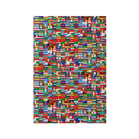 Обложка для паспорта матовая кожа с принтом ФЛАГИ в Екатеринбурге, натуральная матовая кожа | размер 19,3 х 13,7 см; прозрачные пластиковые крепления | Тематика изображения на принте: pattern | материки | мир | паттерн | страны | текстура | флаги | флаги мира | флажки