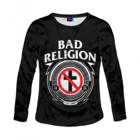 Женский лонгслив 3D с принтом Bad Religion в Екатеринбурге, 100% полиэстер | длинные рукава, круглый вырез горловины, полуприлегающий силуэт | bad religion | hardcore | punk | группы | музыка | панк | панк рок | рок