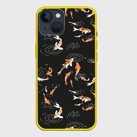 Чехол для iPhone 13 с принтом Карпы кои в Екатеринбурге,  |  | carp | fish | golden | koi | белые | вода | волны | графика | золотая | иллюстрация | карпы | картинка | кои | косяк | красные | мода | молодежная | оранжевые | орнамент | плеск | плывут | природа | пятна | рисунок