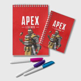 Блокнот с принтом CAUSTIC APEX LEGENDS в Екатеринбурге, 100% бумага | 48 листов, плотность листов — 60 г/м2, плотность картонной обложки — 250 г/м2. Листы скреплены удобной пружинной спиралью. Цвет линий — светло-серый
 | apex | caustic | legend | legends | titanfall | апекс | арех | бангалор | бладхаунд | гибралтар | каустик | лайфлайн | ледженд | леджендс | мираж | орех | рэйф